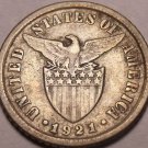 Silver Philippines 1921 10 Centavos~Eagle Above Stars And Striped Shield~Free Sh