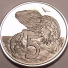 Rare Proof New Zealand 1975 5 Cents~Only 10,000 Minted~Tuatara~Excellent~Fr/Ship