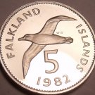 Rare Proof Falkland Islands 1982 5 Pence~Blackbrowed Albatross~5k Minted~Free Sh