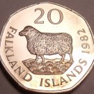 Rare Proof Falkland Islands 1982 20 Pence~Romney Marsh Sheep~5k Minted~Free Ship