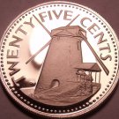 Cameo Proof Barbados 1975 25 Cents~Morgan Lewis Windmill~Only 20k Minted~Fr/Ship