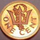 Cameo Proof Barbados 1975 Cent~Only 20,000 Minted~Trident~Free Shipping