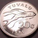 Large Rare Gem Unc Tuvalo 1985 20 Cents~Flying Fish~Fantastic~Free Shipping