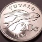 Large Rare Gem Unc Tuvalo 1985 20 Cents~Flying Fish~Fantastic~Free Shipping
