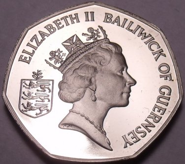 Large Rare Cameo Proof Guernsey 1985 50 Pence~2,500 Minted~Freesia Flowers~Fr/Sh
