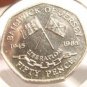 Large Rare Cameo Proof Guernsey 1985 50 Pence~2,500 Minted~Freesia Flowers~Fr/Sh