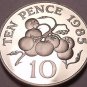 Large Rare Cameo Proof Guernsey 1985 10 Pence~2,500 Minted~Tomato Plant~Free Shi