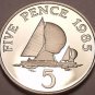 Extremely Rare Cameo Proof Guernsey 1985 5 Pence~2,500 Minted~Sailboats~Free Shi