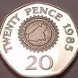 Extremely Rare Cameo Proof Guernsey 1985 20 Pence~2,500 Minted~Cogwheel~Fr/Ship