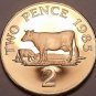 Extremely Rare Cameo Proof Guernsey 1985 2 Pence~2,500 Minted~Guernsey Cows~Fr/S