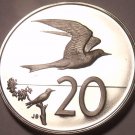 Large Proof Cook Islands 1975 20 Cents~Fairy Tern~Only 21,000 Ever Minted~Fr/Shi