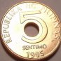 Gem Unc Philippines 1995 5 Sentimos~1st Year Ever Minted~Hole In Center~Free Shi