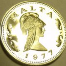 Rare Cameo Proof Malta 1977 2 Cents~Queen Of The Amazons~Only 6,884 Minted~Fr/Sh