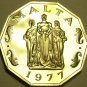 Large Rare Cameo Proof Malta 1977 50 Cents~Great Siege Monument~6,884 Minted~F/S