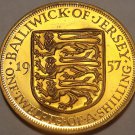 Huge Rare Bailiwick Of Jersey 1957 Proof 1/12th Shilling~Only 2,100 Minted~Fr/Sh
