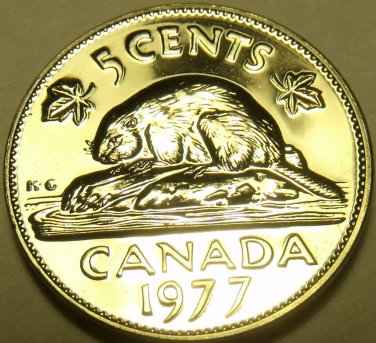 Proof Canada 1977 5 Cents~Beaver Nickel~We Have Canadian Proofs~Free Shipping