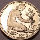Cameo Proof Germany 1981-F 50 Pfennig~Minted In Stuttgart~91,000 Minted~Free Shi