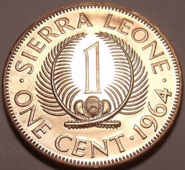 Rare Proof Sierra Leone Proof 1964 1 Cent~Only 10,000 Minted~1st Year Ever~Fr/Sh