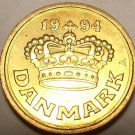 Uncirculated Denmark 1994 25 Ore~A Kings Crown~Free Shipping