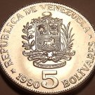 Huge Gem Uncirculated Venezuela 1990 5 Bolivares~Wow Excellent Coin~Free Ship