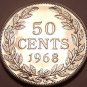 Huge Proof Liberia 1968 50 Cents~14,396 Minted~1st Year Ever~Free Shipping