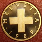 Rare Cameo Proof Switzerland 1989 Rappen~Only 8,800 Minted~Oat Sprig~Free Ship
