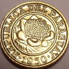 Gem Unc Paraguay 1950 Centimo~Last Year Ever Minted~Flower~Free Shipping