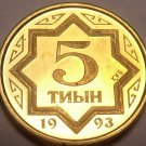 Gem Proof-Like Kazakhstan 1993 5 Tyin~1st Year For Any Coinage~Free Shipping