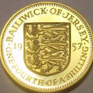 Rare Baliwick Of Jersey 1957 One 4th Of a Shilling~Only 2,100 Minted~Free Ship