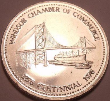 Huge Unc 1976 Windsor Ontario Centennial Medallion~Suspension Bridge~Free Ship