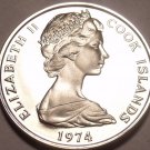 Rare Cameo Proof Cook Islands 1974 5 Cents~Hibiscus~Only 7,300 Minted~Free Ship