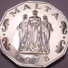 Rare Massive Cameo Proof Malta 1978 50 Cents~Great Siege~3,244 Minted~Free Ship