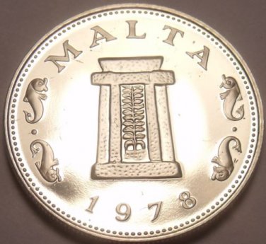Rare Cameo Proof Malta 1978 5 Cents~Temple Of Hagar Qim~Only 3,244 Minted~Fr/Shi