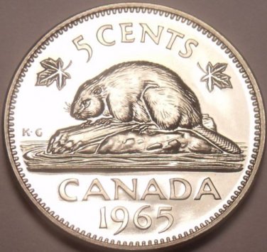 Proof Canada 1965 Beaver Nickel~Proof Coins Are The Mints Best Work~Free Ship