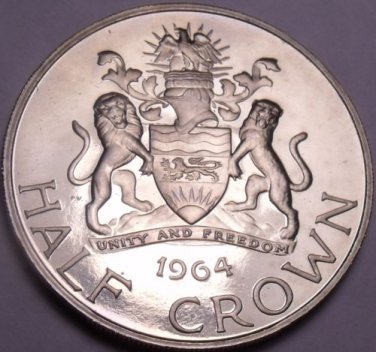 Rare Proof Malawi 1964 Half Crown~10,000 Minted~1st Year For Any Coinage~Fr/Ship