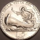 Rare Gem Unc Silver Vatican 1940 5 Lire~100,000 Minted~St Peter In a Boat~Fr/Shi