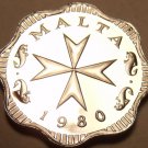Rare Cameo Proof Malta 1980 2 Mils~Maltese Cross~3,451 Minted~Free Shipping