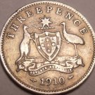 Silver Australia 1910 3 Pence~See All Our Silver Coins~1st Year Ever Minted~F/S* Silver Australia 1910 3 Pence~See All Our Silver Coins~1st Year Ever Minted~F/S*