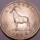 Unc Rhodesia 1964 2 1/2 Shillings~Sable Antelope~Only Year~Free Shipping Unc Rhodesia 1964 2 1/2 Shillings~Sable Antelope~Only Year~Free Shipping