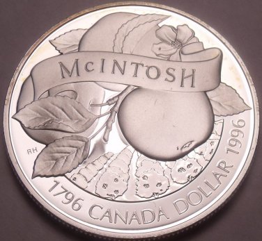 Silver Proof Canada 1996 Mcintosh Apple Dollar~Only 133,779 Minted~Free Shipping