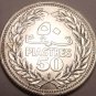 Gem Unc Silver Lebanon 1952 50 Piastres~1st Year Ever~Cedar Tree~Free Shipping