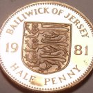 Rare Cameo Proof Jersey 1981 Half Penny~Only 15,000 Minted~Excellent~Free Ship