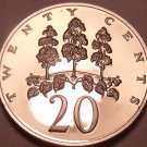 Large Rare Proof Jamaica 1975 20 Cents~Only 16,000 Minted~Mahoe Tree~Free Ship