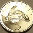Rare Cameo Proof Jamaica 1975 5 Cents~Only 16,000 Minted~American Crocodile~F/Sh