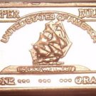 Gem Unc .999 Pure Copper 1 Gram Ship With Sails Bar~Free Shipping