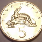 Rare Proof Jamaica 1974 5 Cents~American Crocodile~Only 22,000 Minted~Free Ship