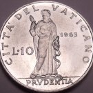 Rare Unc Vatican 1963 10 Lire~Only 60,000 Minted~Prudence Standing~Free Shipping