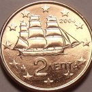 Gem Unc Greece 2004 2 Euro Cents~Corvette Sailing Ship~Minted In Athens~Free Shi Gem Unc Greece 2004 2 Euro Cents~Corvette Sailing Ship~Minted In Athens~Free Shi
