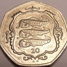 Scarce Unc Isle Of Man 1987 20 Pence~Atlantic Herring~Free Shipping