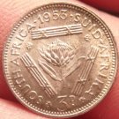 Unc Silver South Africa 1953 3 Pence~Protea Flower~Triangle Bars~Free Shipping Unc Silver South Africa 1953 3 Pence~Protea Flower~Triangle Bars~Free Shipping